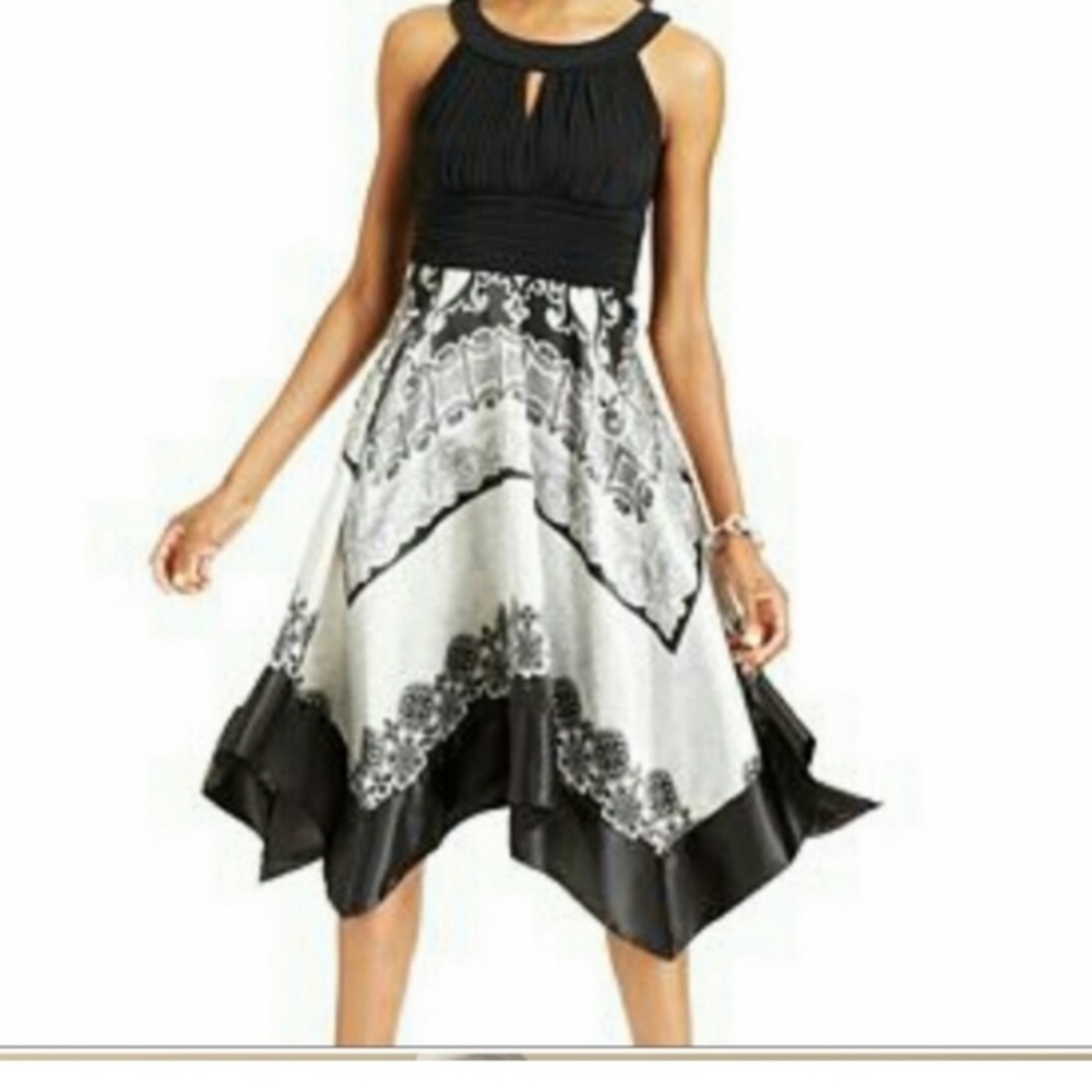 SIGNATURE By SANGRIA Melrose Handkerchief Scarf Cocktail Midi Dress size 4